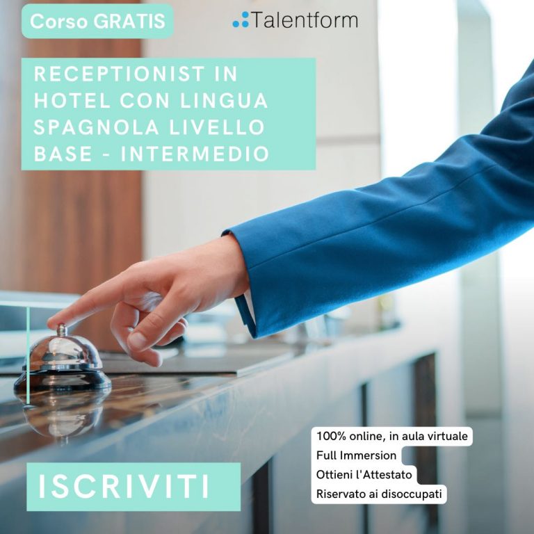 Receptionist in Hotel con Lingua Spagnola Livello Base - Intermedio