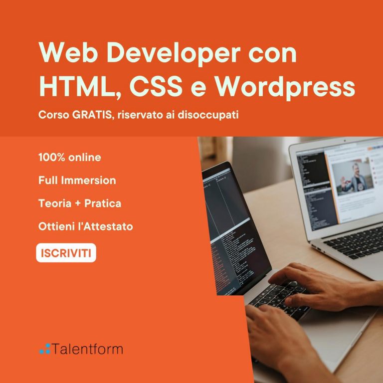 Web Developer con HTML, CSS e Wordpress (corso GRATIS, a distanza, in aula virtuale), edizione del 10 maggio 2022 28 Web Developer con HTML CSS e Wordpress 6