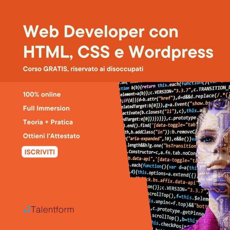 Web Developer con HTML, CSS e WordPress (corso GRATUITO a distanza, in aula virtuale), edizione del 29 giugno 2022 26 Web Developer con HTML CSS e Wordpress 7