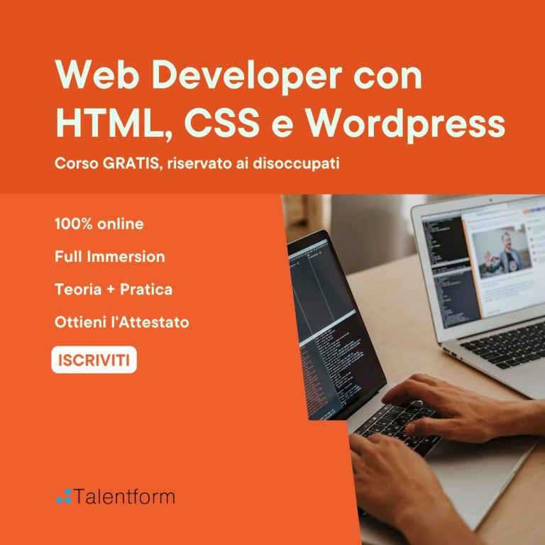 Web Developer con HTML, CSS e WordPress (corso GRATUITO a distanza, in aula virtuale), edizione del 31 agosto 2022 22 Web Developer con HTML CSS e Wordpress 6