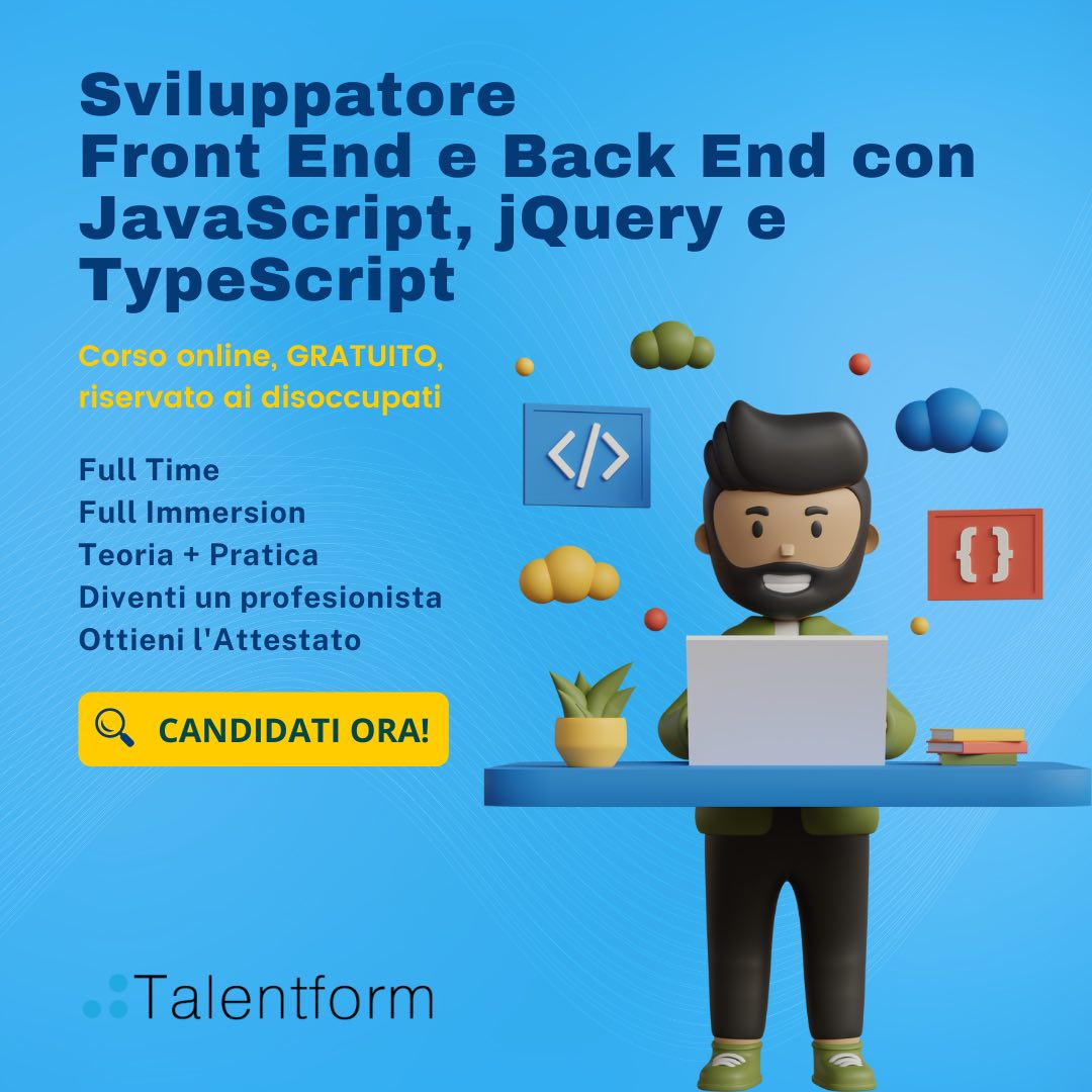 Sviluppatore Front End e Back End con JavaScript jQuery e TypeScrip3