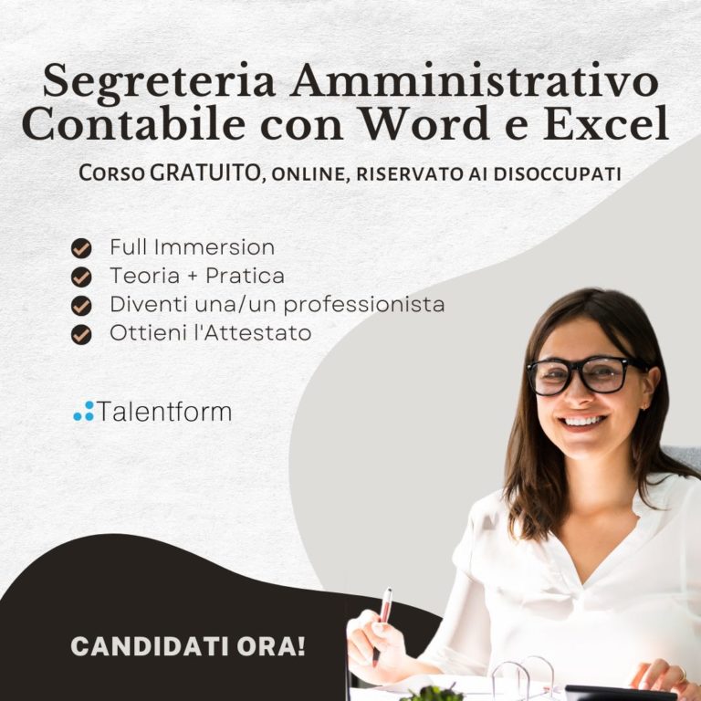 Segreteria Amministrativo Contabile con Word ed Excel (corso GRATUITO a distanza, in aula virtuale), edizione del 06 novembre 2023 46 Segreteria Amministrativo Contabile con Word e Excel2