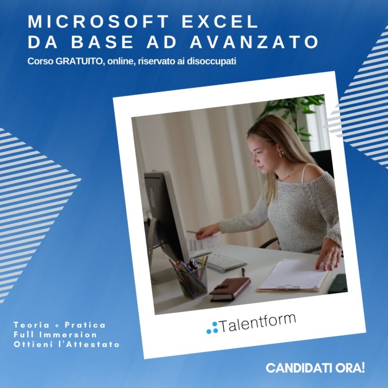 Excel da Base ad Avanzato (corso GRATUITO a distanza, in aula virtuale), edizione del 06 settembre 2024 30 excel da base ad avanzato 2024