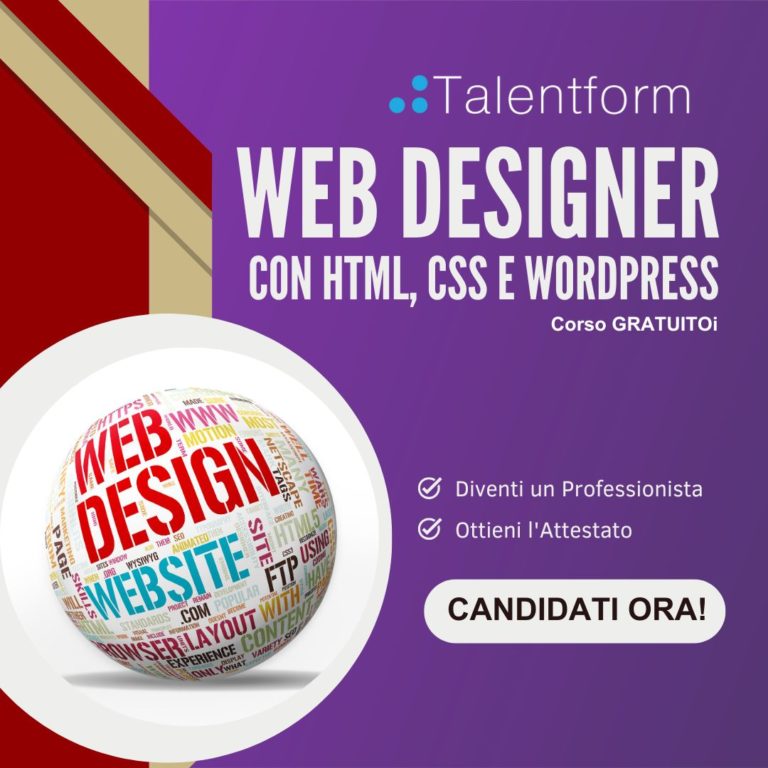 Web Design con HTML, CSS e WORDPRESS (corso GRATUITO a distanza, in aula virtuale), edizione del 27 novembre 2024 28 Web Designer con HTML CSS e WordPress 20204