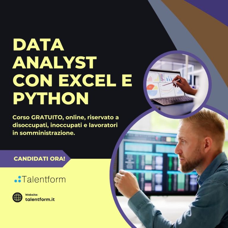 Data Analyst con Excel e Python (corso GRATUITO online, full time), edizione del 18 novembre 2025 2 Data Analyst con Excel e Python