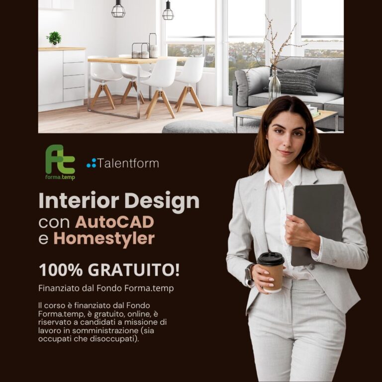 Interior Design con AutoCAD e Homestyler (corso GRATUITO online, full time), edizione del 25 giugno 2026 1 1 Interior Design con AutoCAD e Homestyler