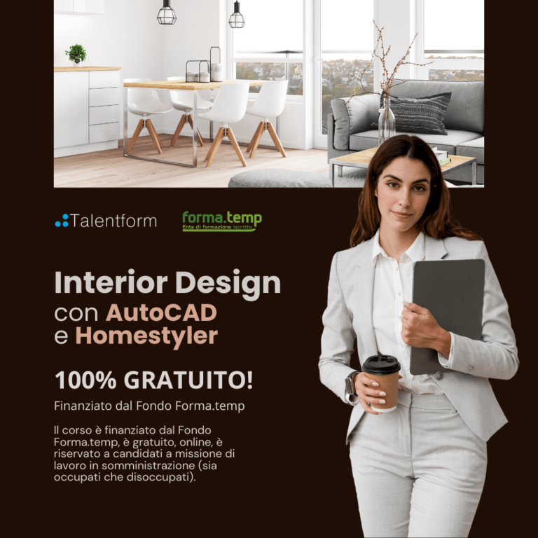 Interior Design con AutoCAD e Homestyler (corso GRATUITO online, full time), edizione del 25 agosto 2026 1 1080 Interior Design con AutoCAD e Homestyler