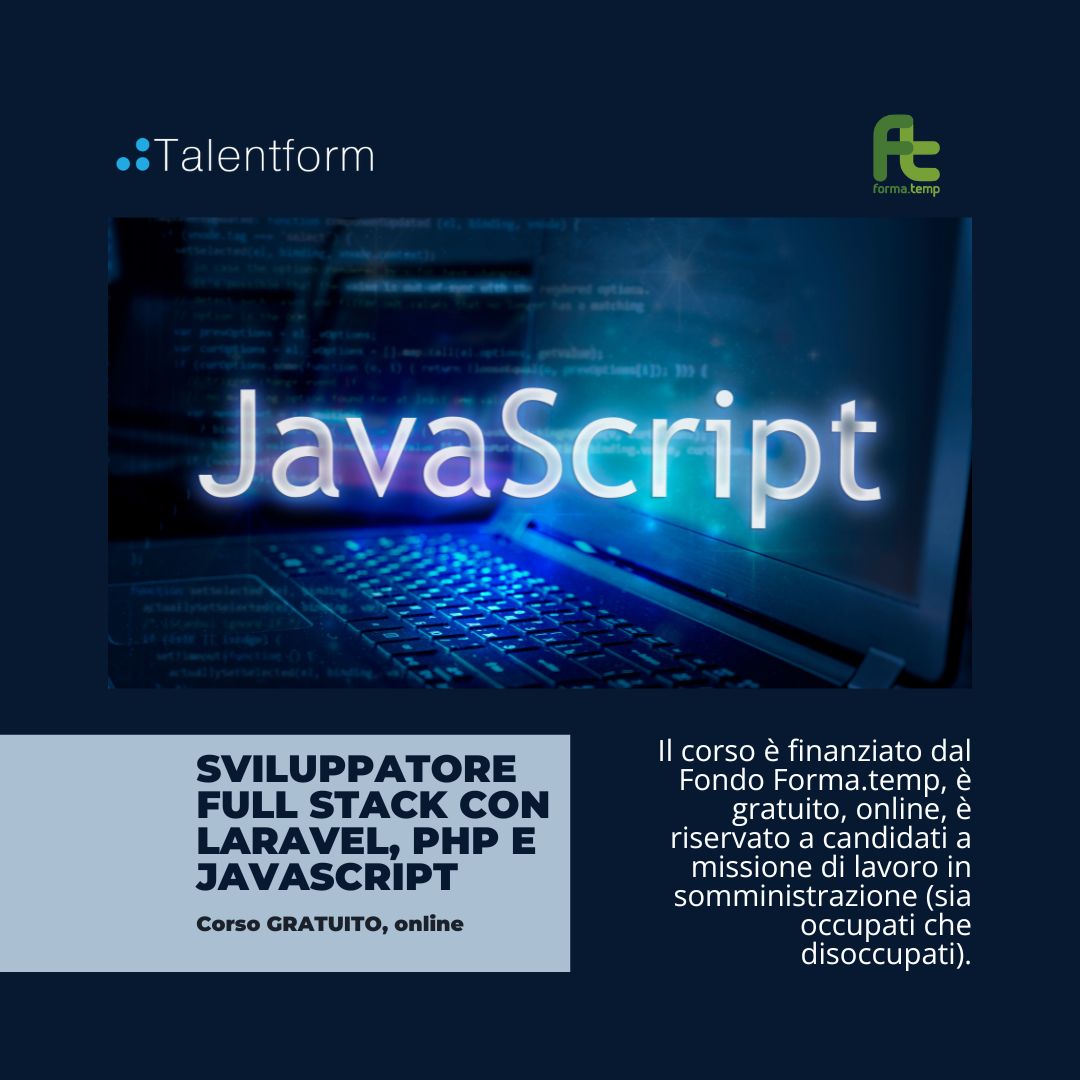 CON LOGO FORMA.TEMP 1080x1080 Sviluppatore Full Stack con Laravel PHP e JavaScript 1
