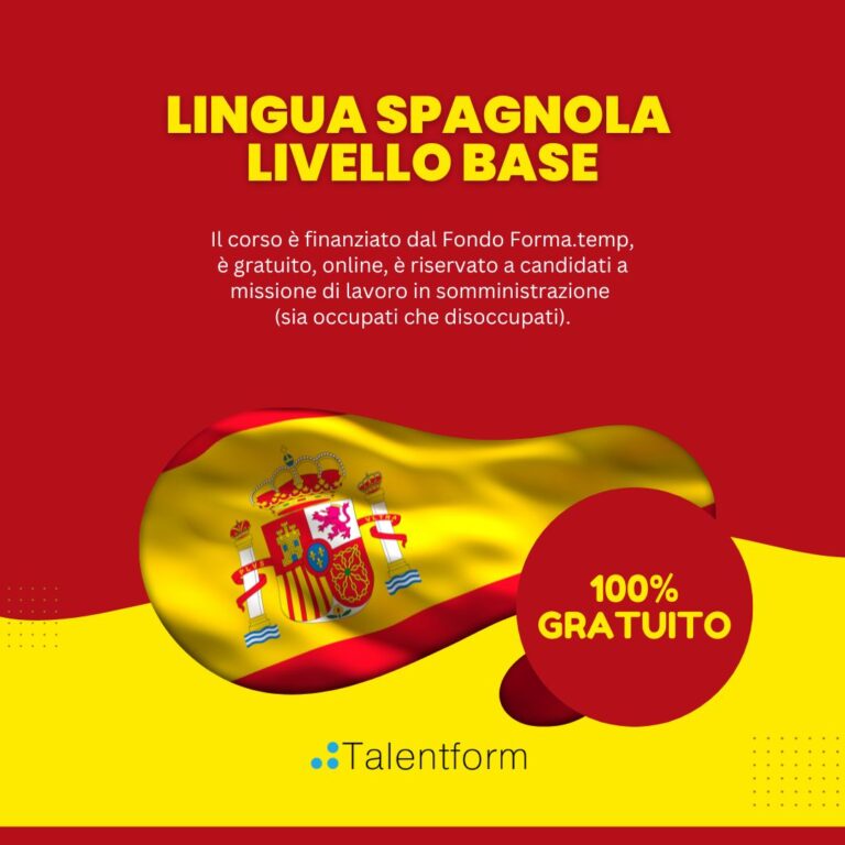 Lingua Spagnola – Base (corso GRATUITO online), edizione del 15 maggio 2026, frequenza mattutina 1 Corso Gratuito di Lingua Spagnola Base