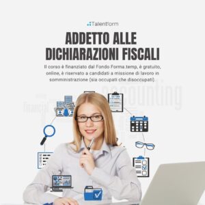 Addetto alle Dichiarazioni Fiscali (corso GRATUITO online, full time), edizione del 18 maggio 2026 10 Corso gratuito Addetto alle Dichiarazioni Fiscali