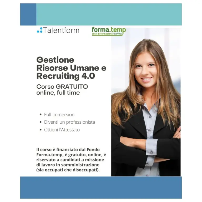 Gestione Risorse Umane e Recruiting 4.0 (corso GRATUITO online, full time), edizione del 15 settembre 2026 4 per sito Gestione Risorse Umane e Recruiting 4.0