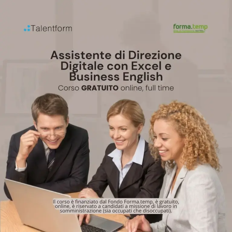 Assistente di Direzione Digitale con Excel e Business English (corso GRATUITO online, full time), edizione del 17 settembre 2026 47 1080 assistente direzione digitale