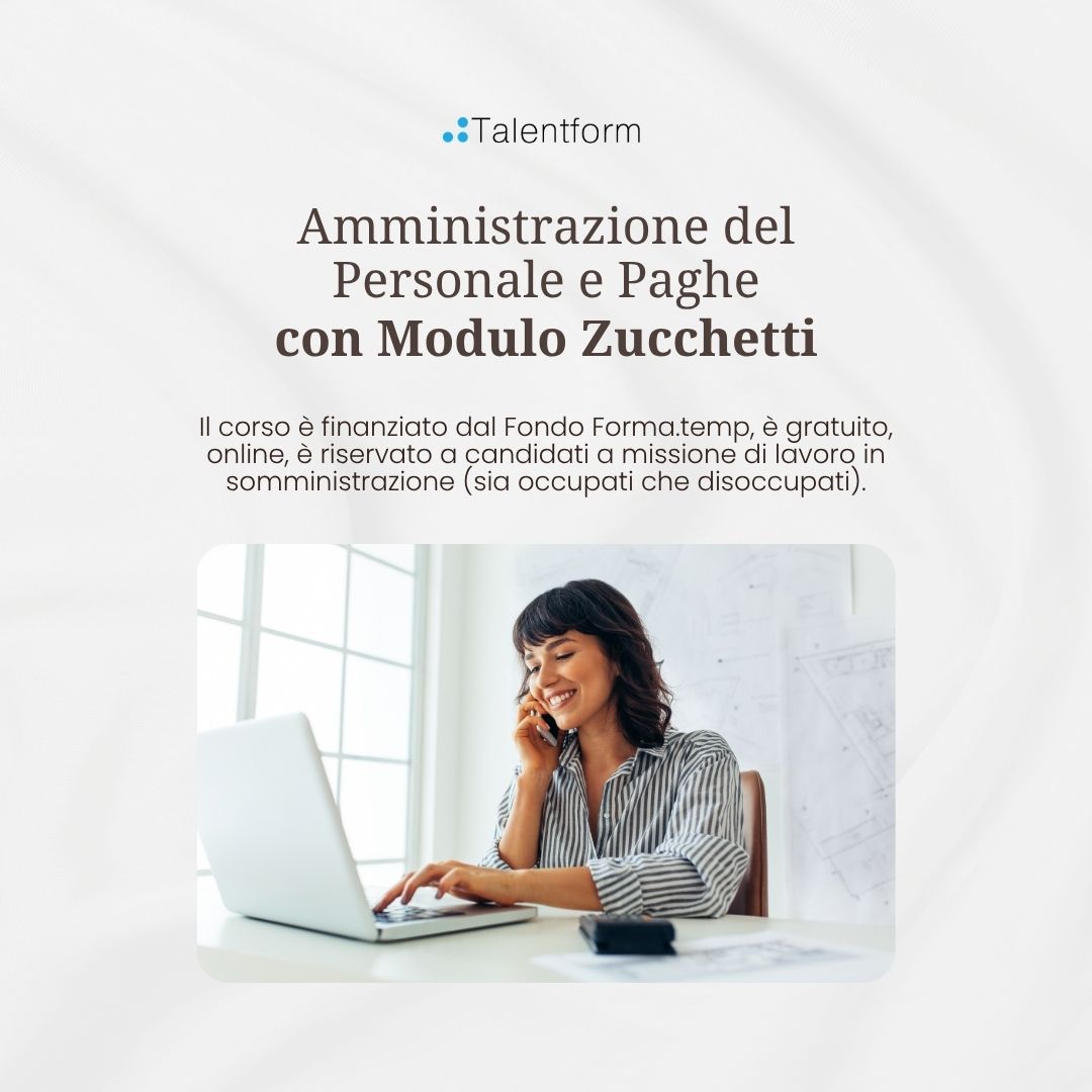 Corso gratuito Amministrazione del personale e paghe con modulo zucchetti 2
