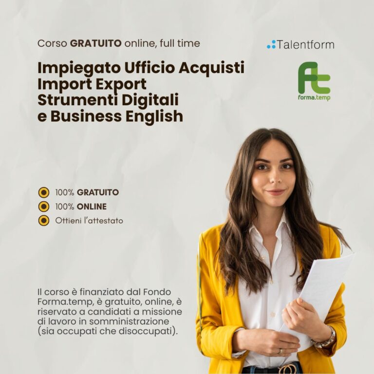 Impiegato Ufficio Acquisti Import Export Strumenti Digitali e Business English