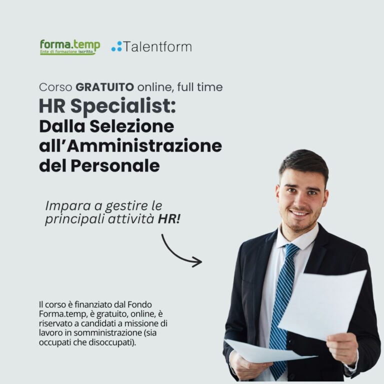 HR Specialist: Dalla Selezione all’Amministrazione del Personale (corso GRATUITO online, full time), edizione del 11 settembre 2026 31 HR Payroll Specialist