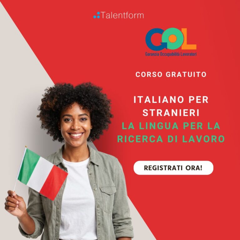 Italiano per stranieri – La lingua per la ricerca di lavoro, Corso Gratuito, Programma GOL Lazio, Percorso 2 (in presenza, a Roma) 30 Italiano per stranieri 1080x1080 2