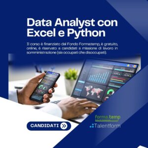 Data Analyst con Excel e Python (corso GRATUITO online, full time), edizione del 03 settembre 2026 2 per sito Data Analyst con Excel e Python 1