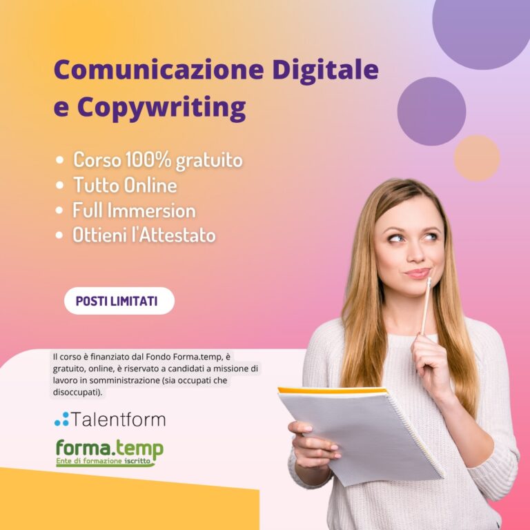 Comunicazione Digitale e Copywriting (corso GRATUITO a distanza, in aula virtuale), edizione del 23 settembre 2026 42 Comunicazione Digitale e Copywriting 1080