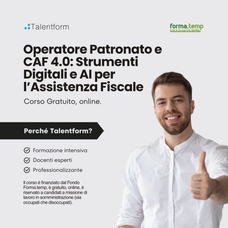 Corso Gratuito Operatore Patronato e CAF 4.0 Strumenti Digitali e AI per lAssistenza Fiscale