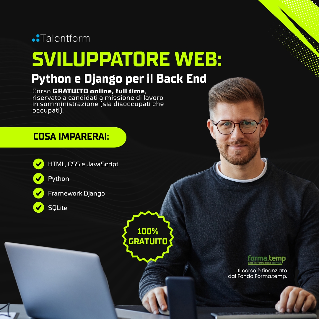 Corso Gratuito di Sviluppatore Web Python e Django per il Back End