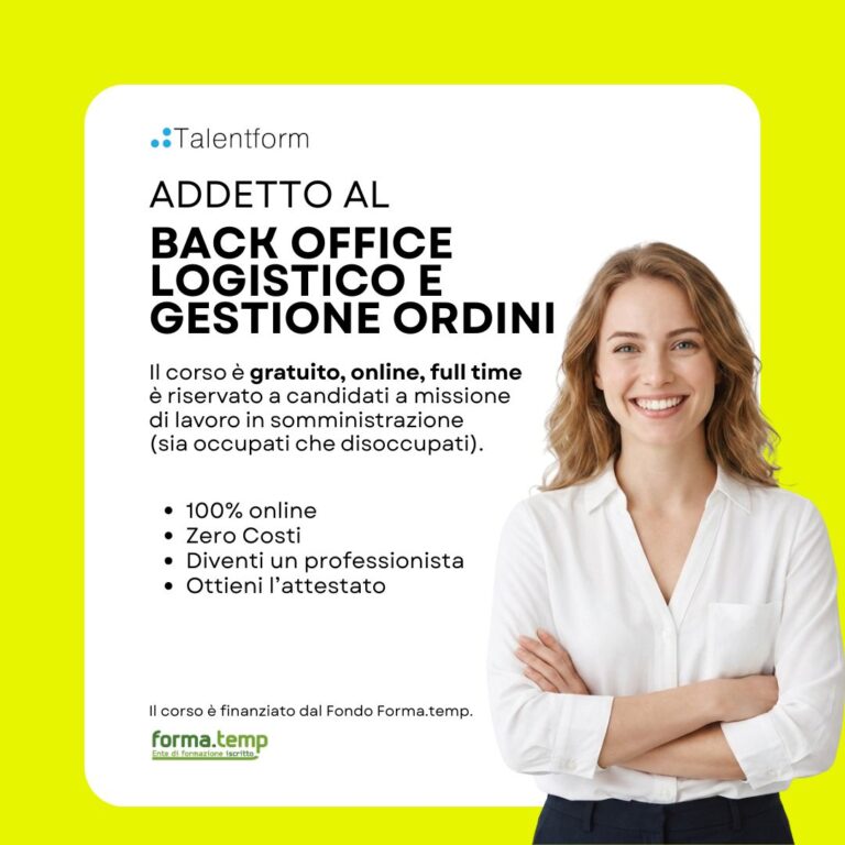 Corso Gratuito di Addetto al Back Office Logistico